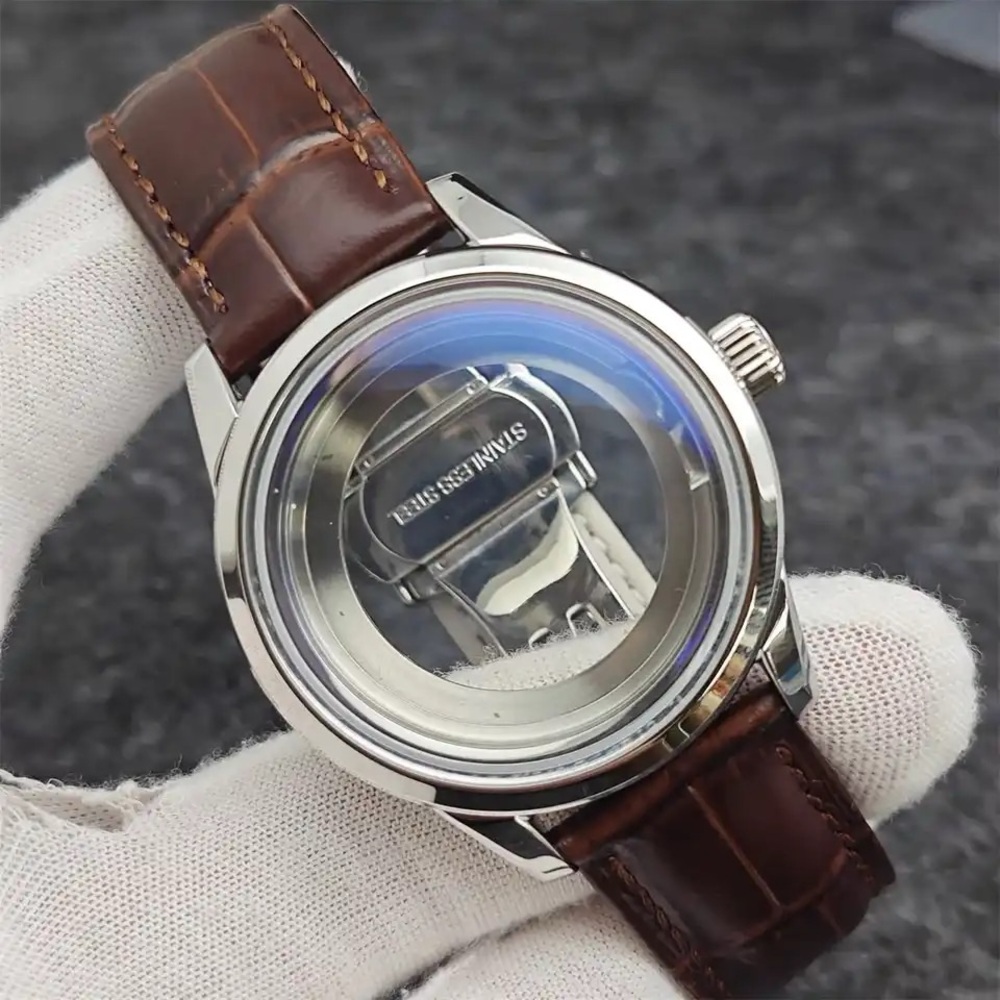 39mm Watch Case Butterfly Double Buckle Leather Strap fit.